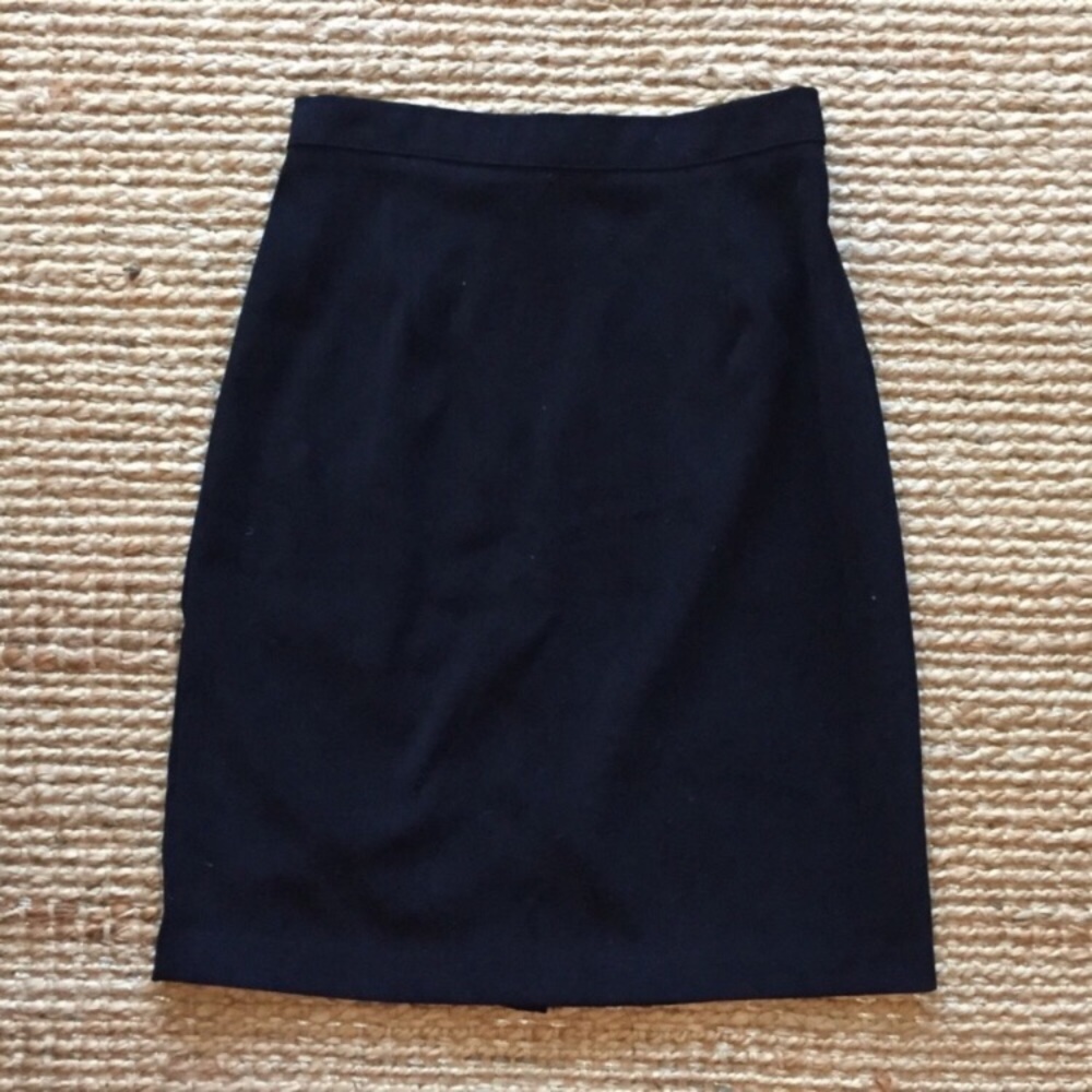 Vintage Black Suede-like Pencil Skirt